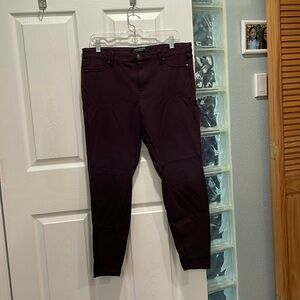 Purple/mulberry skinny jeans.